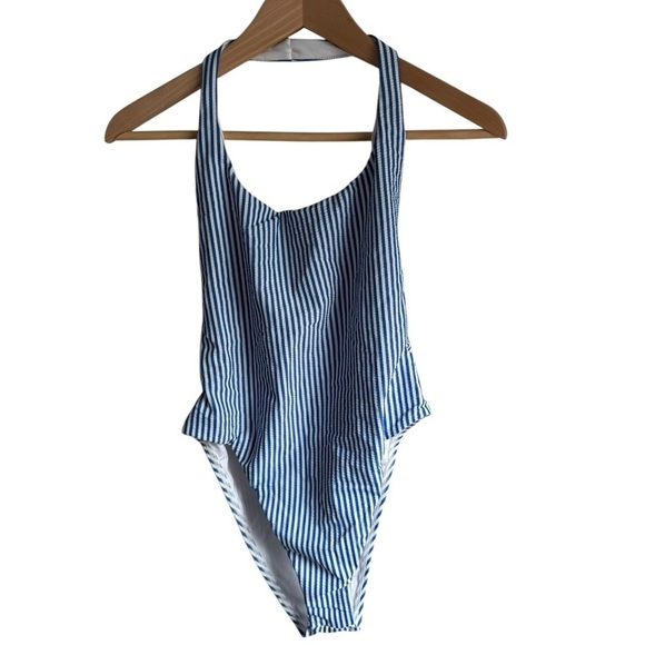 New! Vitamin A Alia One Piece Swimsuit- Blue and White Stripes - Picture 5 of 8
